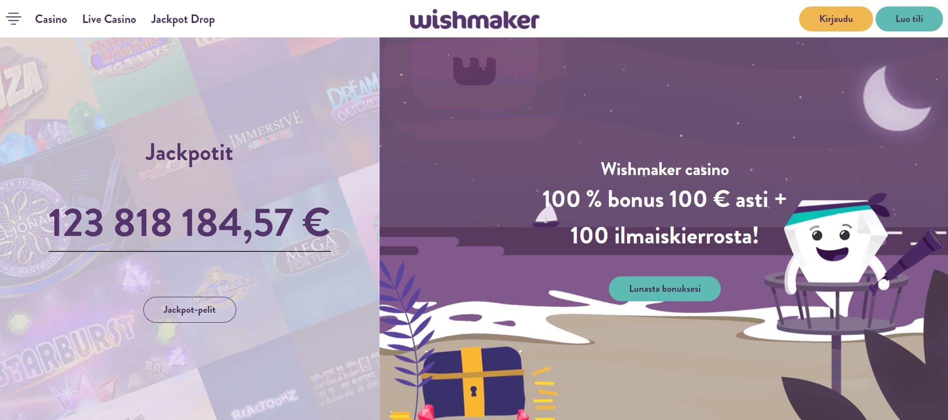 Wishmaker Casino etusivu